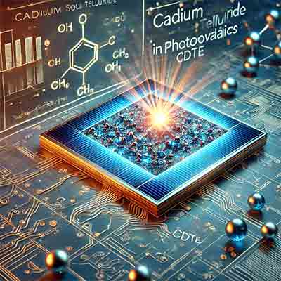cadmium telluride used in photovoltaics, highlighting its application in thin-film solar cells and energy conversion properties